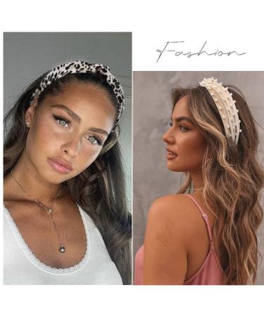 WOVOWOVO Pearl Knotted Headbands for Women - 6 Pack Bright Color Wide Hair Bands - Buy Online on GoSupps.com