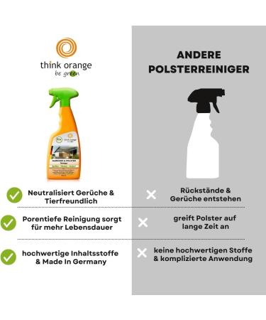 Bio Upholstered Cleaner 2x750ml | Powerful Odorless Cleaner for Furniture Car Seats & Awnings | Carpet Cleaner | Think Orange Be Green - Buy Online on GoSupps.com