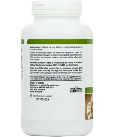 Natural Factors GarlicRich Super Strength 500 mg - 180 Enteric Coated Softgels for Heart Health - Buy Online on GoSupps.com