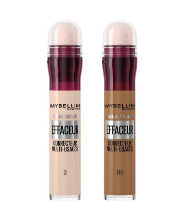 Maybelline New York - Set of 2 Fluid Concealer - Concealer & Contouring Kit - Instant Anti-Aging Eraser - Shades: Clear (03)
