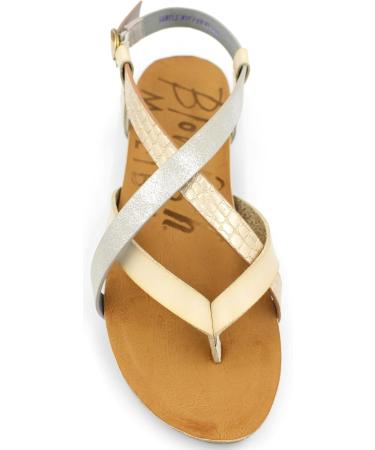Blowfish Malibu Women's Granola Synthetic Flat Sandal 4 UK Gold Dile Silvermoon White - Buy Online on GoSupps.com