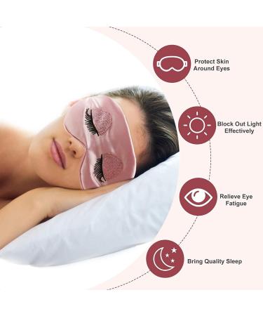 Satin Silk Eye Mask for Women - Soft Breathable Sleep Mask for Travel - Pink - Buy Online on GoSupps.com
