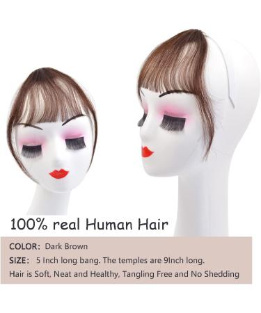 Hair Clip in Bangs Wispy Human Hair Bangs Hairpieces for Women Fringe Neat Faker Bangs with Temples Hairpieces for Party and Daily Wear(Wispy Bangs Dark Brown) Wispy Bangs Dark Brown - Buy Online on GoSupps.com