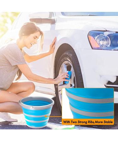 Foldable Bucket Collapsible - 5L + 10L Blue Beach Toy & Camping Container - Buy Online on GoSupps.com