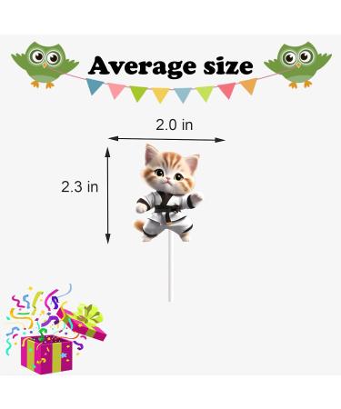 18pcs Funny Cat Cupcake Toppers for Boys Girls Pet Baby Shower Kitten Meow Party Supplies Favor Ninja Kung Fu Karate Cat Themed Birthday Party Decorations - Buy Online on GoSupps.com