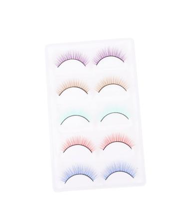 Healeved 5 Pairs Colored False Eyelashes Makeup Curly Eyelashes Faux Eyelashes False Lashes Fake Eyelashes Women Eyelashes Extensions Stage Eyelash Cosmetics Artificial Fiber Miss Make up