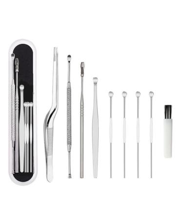 8pcs/Set Ear Wax Pickers Set Stainless Steel Earpick Wax Remover Ear Pick Cleaner Ear Clean Tool As Picture