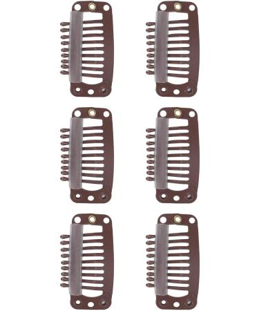 Wig Clips 32mm Snap Clips Wig Teeth Combs U Shape Metal Clips 6 Teeth Combs Clips for Hair Extensions and Wefts(Brown) - Buy Online on GoSupps.com