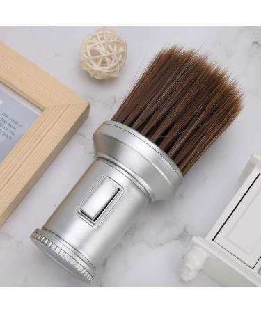 Multifunctional Comb Brush for Broken Hair Neck Dust Brush Beard Shaving Brush for Barber Shop (Silver)