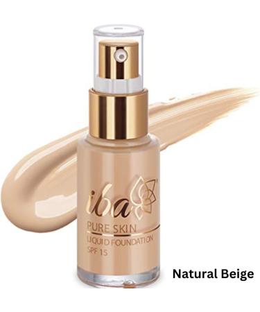 I-b'a Pure Skin Liquid Foundation - Natural Beige 30ml | Full Coverage l Long Lasting | Lightweight l Oil Free Dewy Finish | SPF 15 | Halal Certified & Vegan Makeup - Buy Online on GoSupps.com