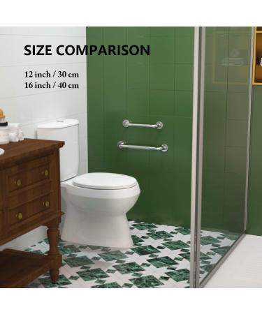 2 Pack 12 Inch Chrome Anti-Slip Shower Grab Bar Set - Stainless Steel Bathroom Support Bars for Elderly, Senior, Handicap - Knurled Design for Safety and Stability - Buy Online on GoSupps.com