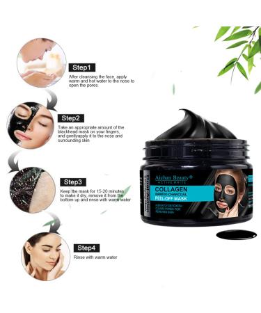 AICHUN BEAUTY Collagen Bamboo Charcoal Vegan Peel-Off Face Mask - Detox Clear Pores Moisturize & Control Oil - 150ml/5.07fl.oz - Buy Online on GoSupps.com