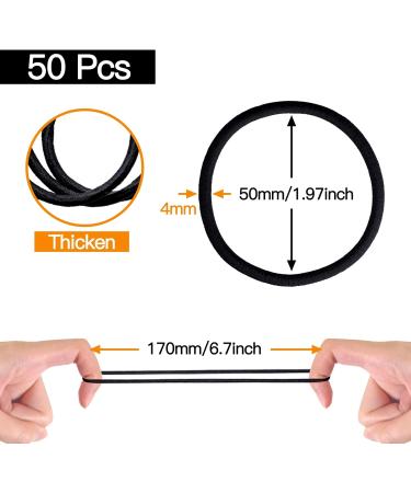 HXC 50PCS Black Hair Bands - Strong 4mm Thick Elastic Ties for Women's Ponytail - Hair Bobbles Hair Accessories - Buy Online on GoSupps.com