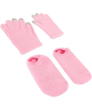 Qukaim Repair Spa Gloves Socks Moisturizing Gel Gloves Socks Set Touch Screen Spa Gloves Socks for Dry Cracked Hands Feet Pink - Buy Online on GoSupps.com