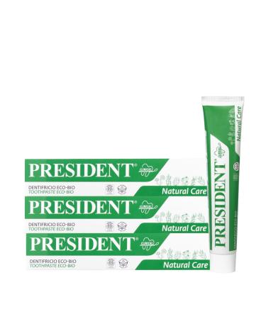 President President KIT 3 ECO-BIO TOOTHPASTE. Menthol-free and fluoride-free. Total natural protection for teeth and gums. Soothing natural antibacterial action. 3 x 75 ml