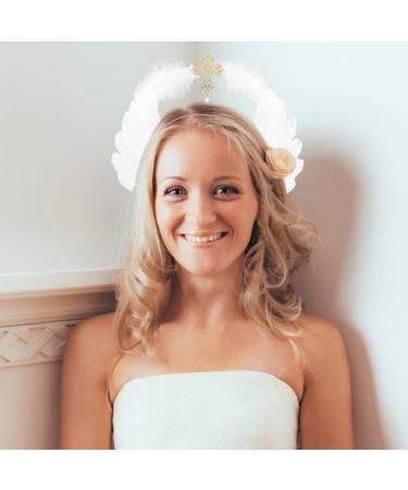 Wedding Headband White Angel Wing Headbands Dress up Fancy Cosplay Party Costume Headpiece for Women Bridal Wedding Christmas Hair Accessory Virgin Headpiece - Buy Online on GoSupps.com