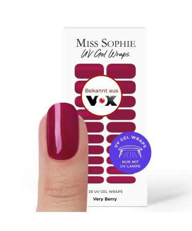 Original Miss Sophie UV Gel Nail Foils Very Berry UV I 20 UV Gel Nail Polish Strips Solid Color I For Finger & Toenails