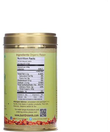 Just Organik Raisins 250 g 100% Organic - Buy Online on GoSupps.com