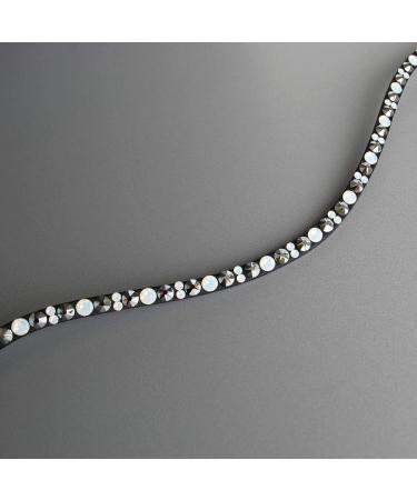 Happiness Horses Headband - Silver & White Glitter Rhinestone Curved Strap | COB Dark Brown Leather - Buy Online on GoSupps.com