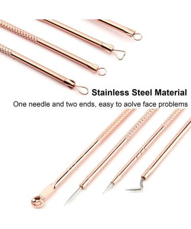 Blackhead Remover Tool Pimple Popper Tool Kit Stainless Steel Acne Needles Easy Removal of Pimples Acne Whitehead Blemish Zit Removing Forehead Facial and Nose (Rose Gold) - Buy Online on GoSupps.com