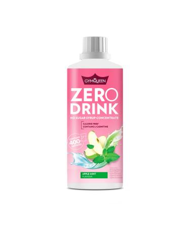 Gymqueen Zero Drink Apple Mint 1000ml low-calorie and sugar-free beverage concentrate 1:80 enriched with B vitamins for your metabolism and L-carnitine beverage syrup apple mint 1 L (1 Pack)