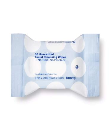 Unscented Facial Cleansing Wipes | Hypoallergenic & Paraben Free - 30 Count (Pack of 2)