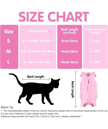 Yoolhamy Cat Recovery Suit | Elizabethan Collar Alternative for Wounds | Anti-Lick Abdominal Care | Pink & White | Size S - Buy Online on GoSupps.com
