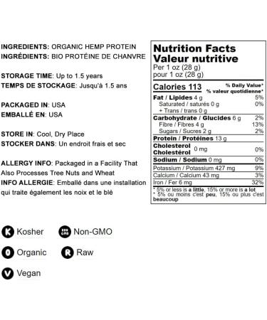Organic Hemp Protein Powder 4 lb - 50% Protein, Non-GMO, Non-Irradiated, Kosher, Vegan Superfood - Rich in Iron & Fiber - Product of Canada - Buy Online on GoSupps.com