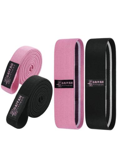 GAIYAH FITNESS Long Resistance Bands Fabric Resistance Bands Women Exercise Bands Resistance For Women Pull Up Bands Set Stretch Bands For Exercise Workout Bands Resistance Loop Bands With Handle Pink/Black-2