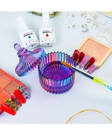 NYKAA Luxury Large Nail Dappen Dish 83ml with Lid - Extra Large Crystal Glass Dapping Dish for Acrylic Nails - Purple - Buy Online on GoSupps.com