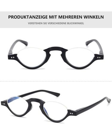 Lanomi Fashion Reading Glasses with Blue Light Filter for Men & Women - Semi-Frame Spring Hinges Small Crescent Design - Buy Online on GoSupps.com