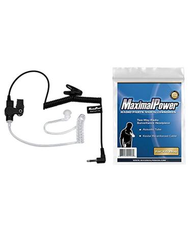 MaximalPower RHF 617-1N 3.5mm RECEIVER/LISTEN ONLY Surveillance Headset Earpiece with Clear Acoustic Coil Tube Earbud Audio Kit For Two-Way Radios, Transceivers and Radio Speaker Mics Jacks , Black
