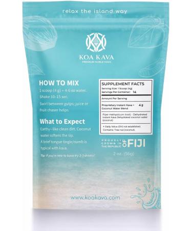 Instant Kava Powder + Coconut Water - Noble Fiji Kava Drink Mix Dehydrated Not Micronized Kava Easy Mix (2oz) 2 Ounce (Pack of 1) - Buy Online on GoSupps.com