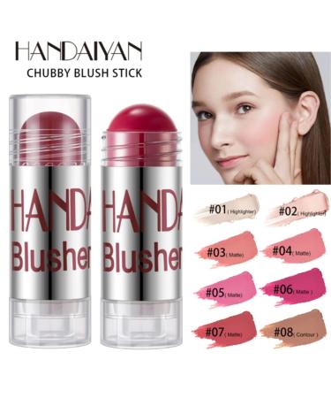 4 Colors Face Blush Stick - Matte Highlight Long-Lasting & Water-Resistant Rouge Cream for Cheeks Eyes & Lips - 4 Pack (0.25g Each) - Buy Online on GoSupps.com