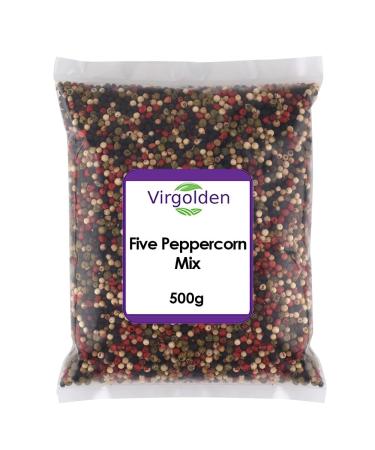 Five Peppercorn Mix 500g (Black peppercorns Allspice White Peppercorns Pink Peppercorns Green peppercorns) by Virgolden