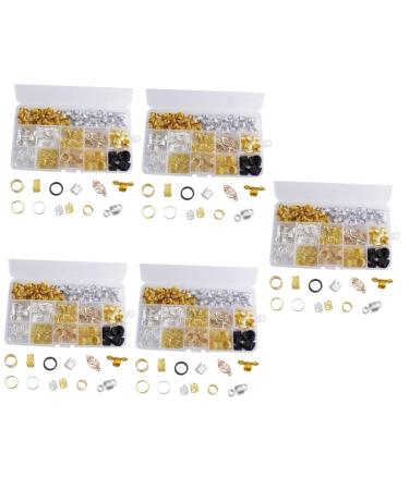 FRCOLOR 5 Boxes Wigs Dreadlocks Pendant Hair Accessories Hair Ornaments Hair Beads Braiding Accessories Hair Extension Rings Hollow Headband Alloy