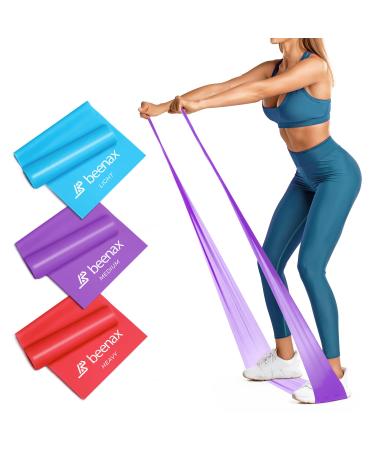 Beenax Resistance Bands - Exercise Bands to Build Muscle Flexibility Strength for Pilates Yoga Rehab Stretching Fitness Gym Physio Strength Training and Workout - Men & Women 6. Set of 3