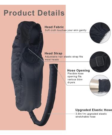 Bonnet Hood Hairdryer Attachment - Styling, Conditioning & Drying Cap with Head Drying Cap & Storage Bag (Black) - Buy Online on GoSupps.com