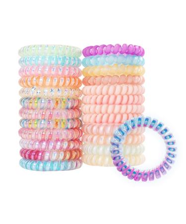 Pinkgarden Hair Ties for Girls Colorful Elastic Hair Band Hair Coils Hair Accessories for Girls Kids Women 24 Pieces in Box Colorful Hair Ties
