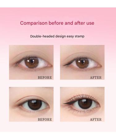  LINMEILIFENG Waterproof Eyeliner Stamp Double Tip Wing Smudgeproof & Sweatproof Perfect Cat Eye Look Stamp Template for Travel Dates - Buy Online on GoSupps.com