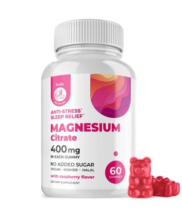 Magnesium Gummies Sugar-Free - Calm Magnesium Gummies Supplement for Children Sugar-Free Magnesium Calm Chews for Kids & Adults (60 Count) 60 Count (Pack of 1)
