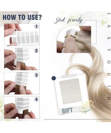 Easyouth Balayage Tape Extensions - Real Hair Seamless Skin Weft Darkest Brown & Ash Brown Mix 12 inch 30g - Ideal for Cancer Patients #2/8/2 - Buy Online on GoSupps.com