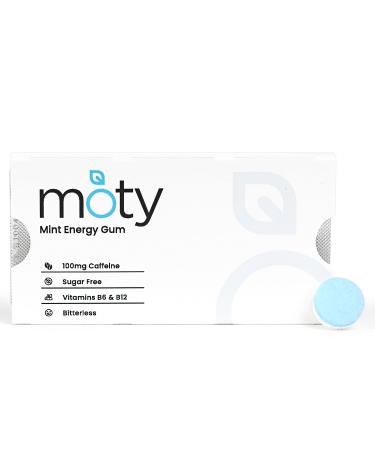 Pre Workout Energy Gum Sugar Free with Xylitol 100mg Caffeine per Piece Vitamin B6 & B12 (1 Packs 10 Count) Designed for Workout Focus Supplement and Running Minty Fresh Flavored