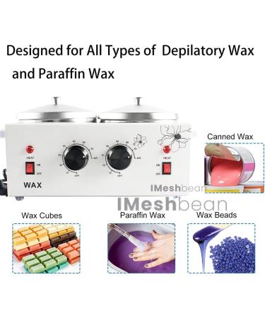 Double Wax Warmer Professional | Electric Hair Removal Heater | Adjustable Temperature | SPA Equipment with 140 Wooden Sticks - Buy Online on GoSupps.com