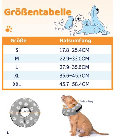 Supet Rewrise Dog Inflatable Recovery Collar | Adjustable Comfortable Protective Neck Collar for Dogs & Cats | Post-Surgery Support (Gray Paw Size L) - Buy Online on GoSupps.com