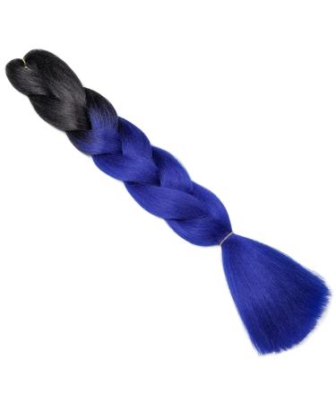 Buy Gairyan Jumbo Braid Extensions - 24 Ombre Synthetic Box Braids Hair (Black & Sapphire) - 100g for Crochet Twists | International Shipping Available - Buy Online on GoSupps.com