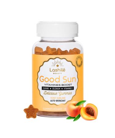 Lashil Beauty - Good Sun - Food Supplements - Self-Tanning and Sun Preparer - Proven Effectiveness - Made in France - Vitamin E Beta-Carotene Vitamin A - 60 Gummies