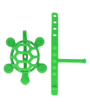CHICIRIS Baby Teether Adjustable Cute Design Toothbrush Food Grade Silicone for Sleep (Light Green)