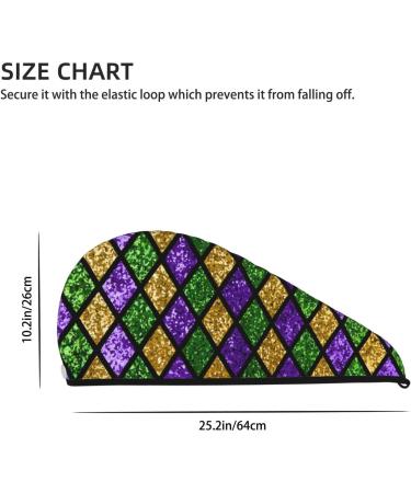 Mardi Gras Microfiber Hair Towel | Shiny Green & Purple Super Absorbent Wrap for Women | Quick Dry Coral Velvet for Long Curly & Thick Hair - Buy Online on GoSupps.com
