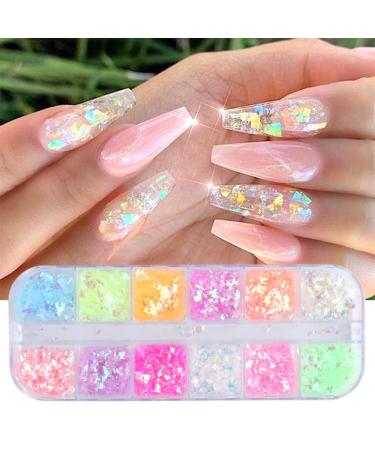 Buy Gzsyy Nail Art Glitter Sequin Flakes - Iridescent Chunky Nail Glitter for 3D Holographic Designs | International Shipping Available - Buy Online on GoSupps.com